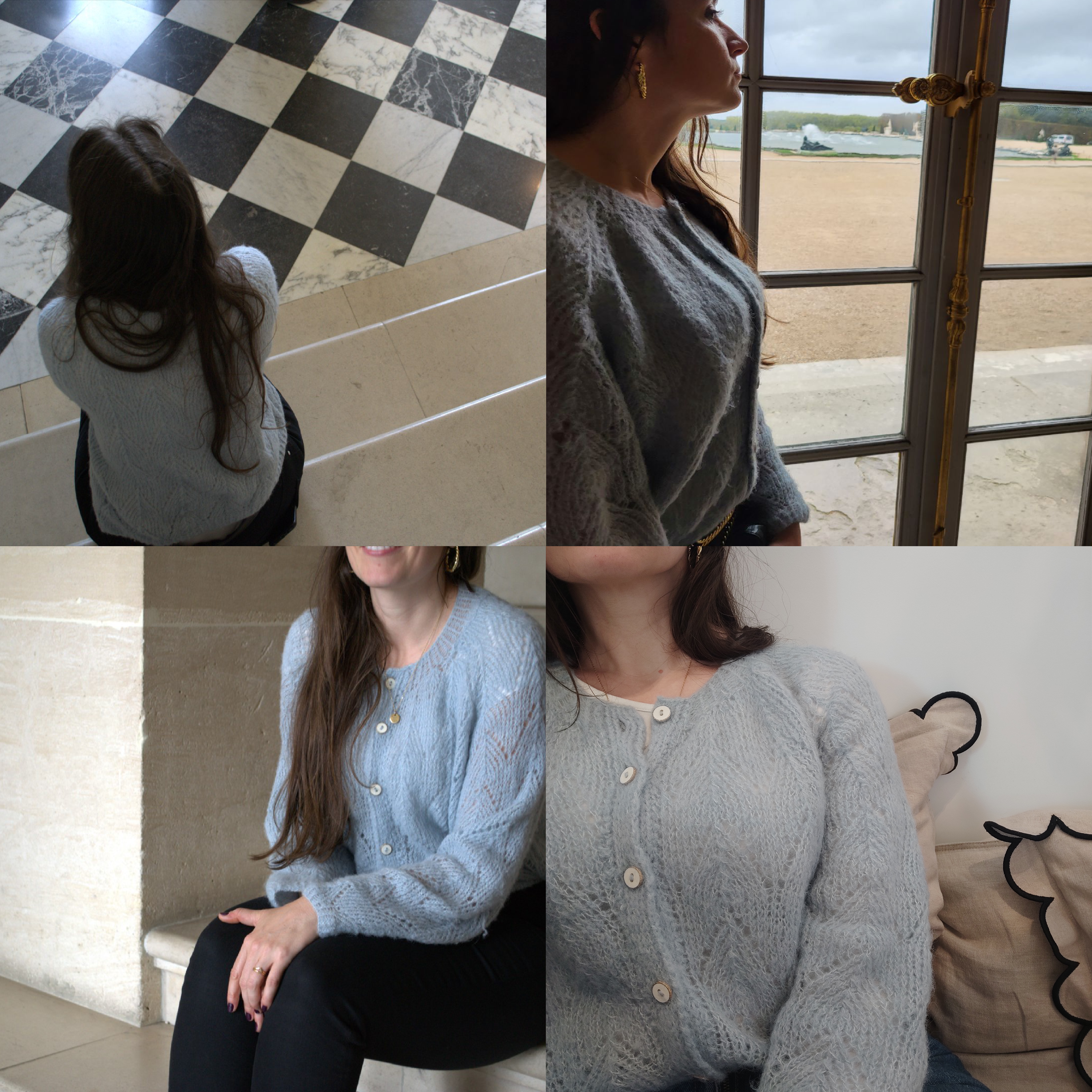 Button Front V-Neck Openwork Cardigan